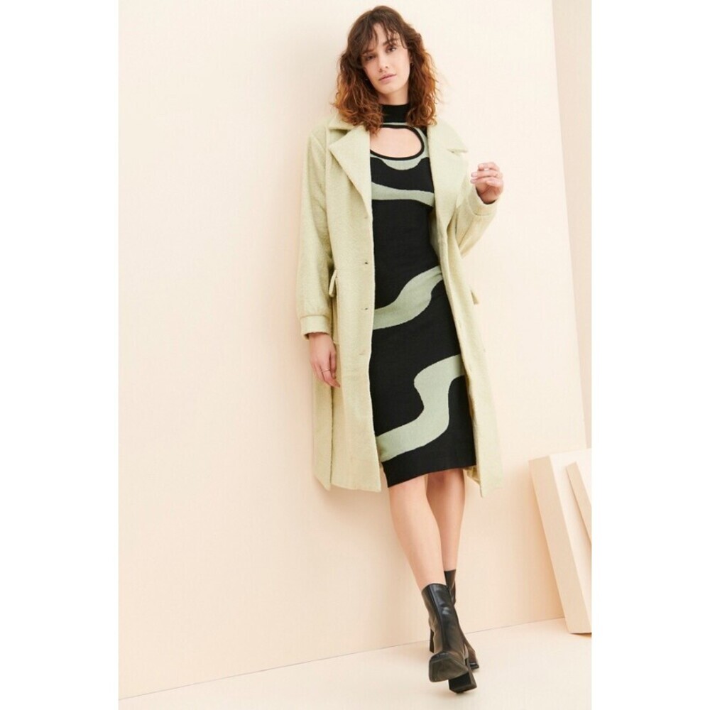 Native Youth Women'Textured Oversized Single Breasted Coat In Green Size XS $240